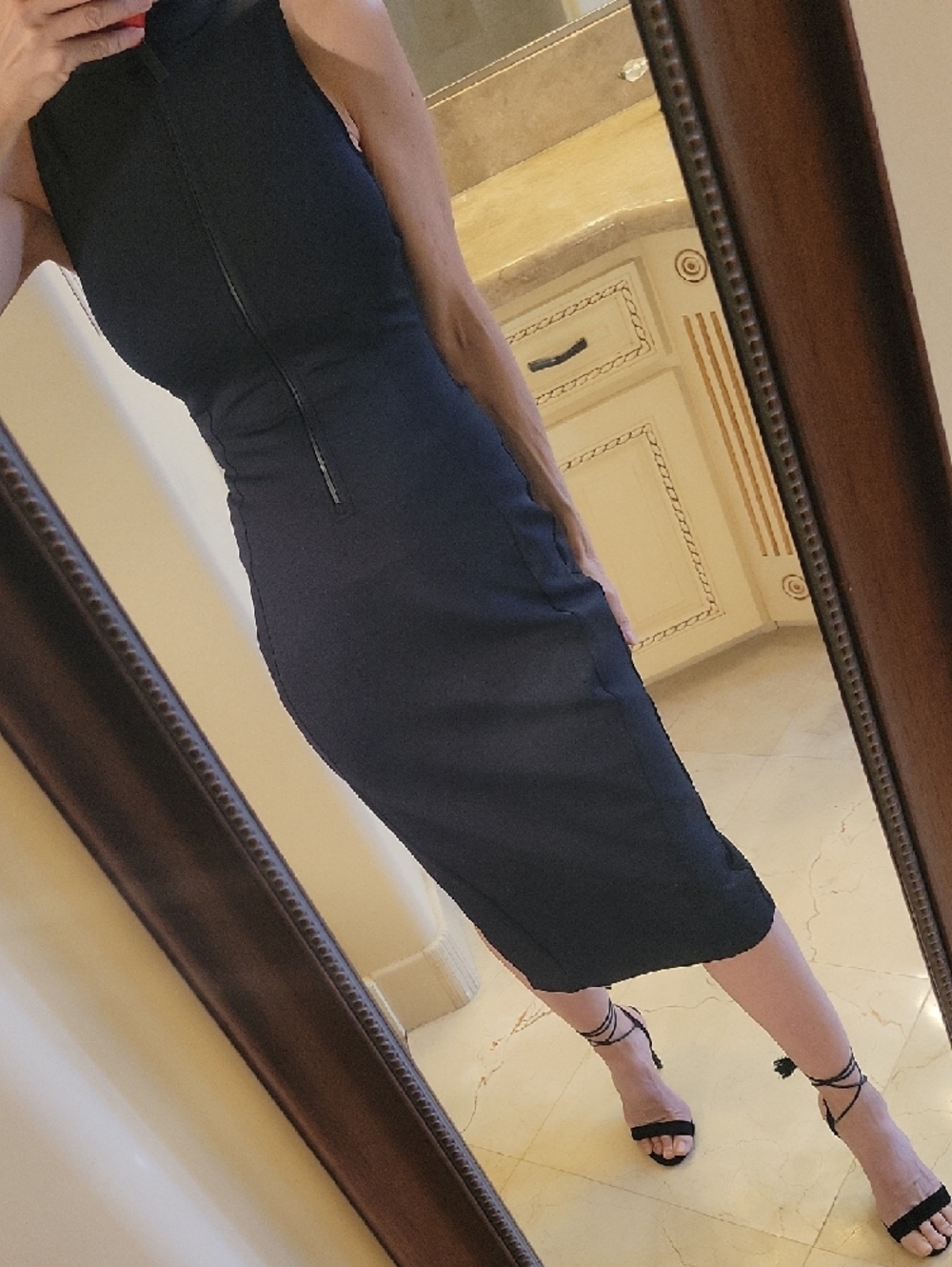 *TA3  Black Sleeveless Shapewear Midi Dress, S - Picture 4 of 16